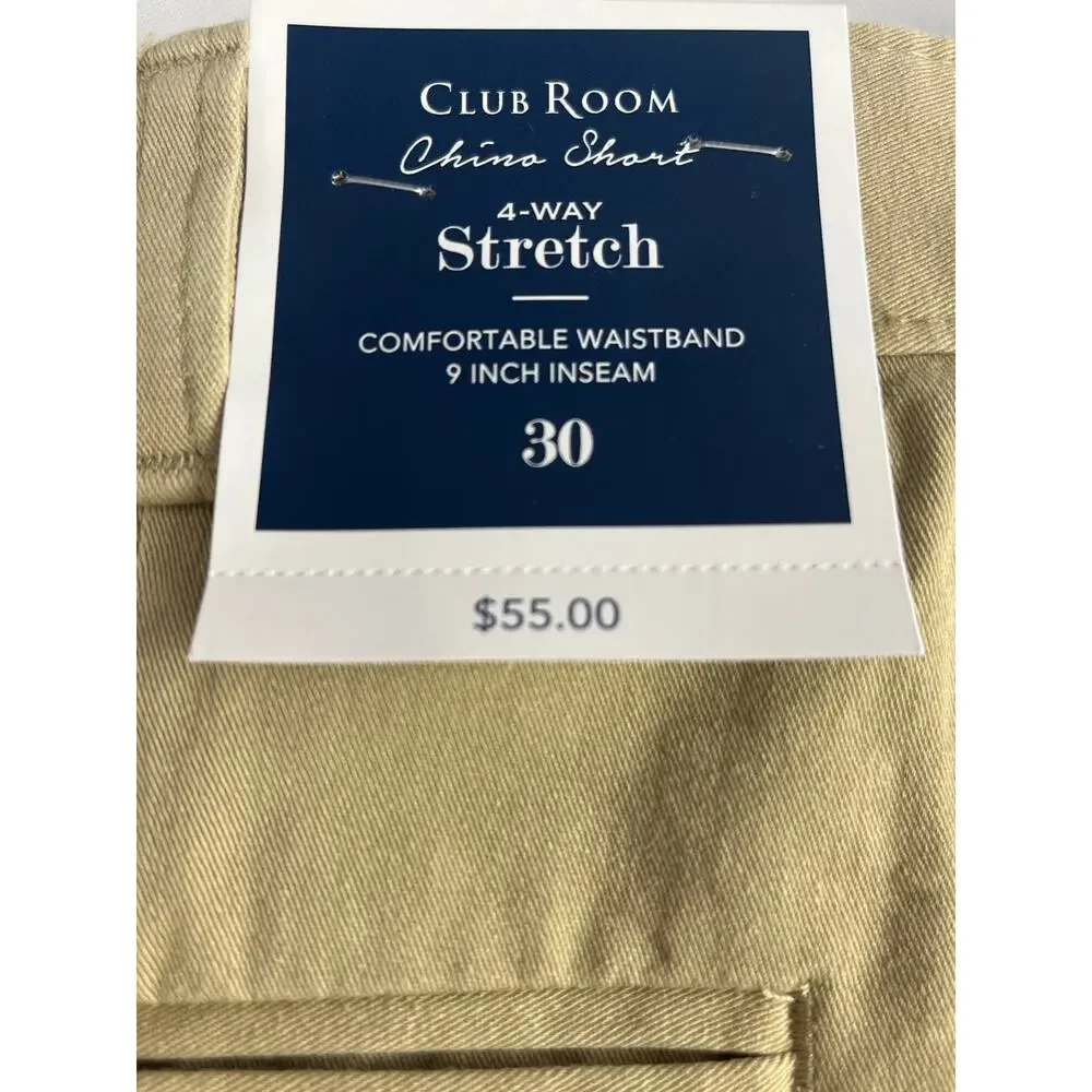 Club Room 4‎ Way Stretch 9 inch inseam Chino Size 30
